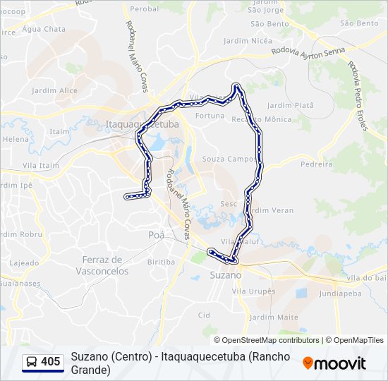 Mapa da linha 405 de ônibus