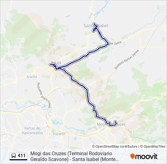 Mapa da linha 411 de ônibus