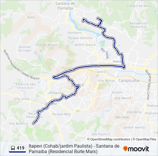 419 bus Line Map