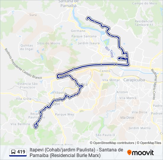 Mapa de 419 de autobús