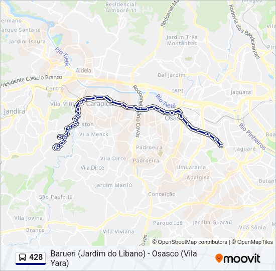 Mapa da linha 428 de ônibus