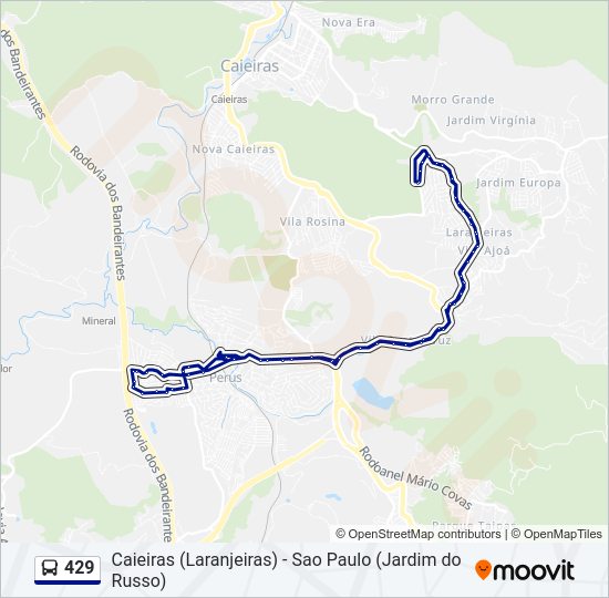 Mapa da linha 429 de ônibus