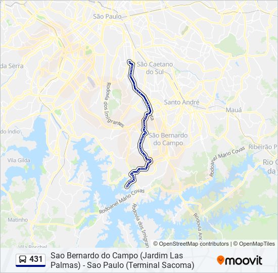 Mapa da linha 431 de ônibus