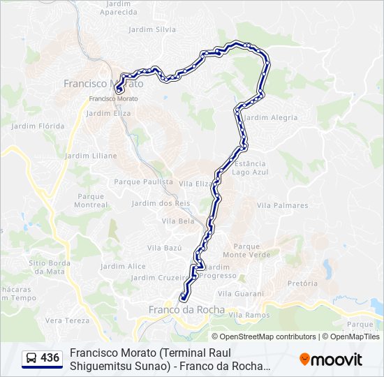 Mapa da linha 436 de ônibus