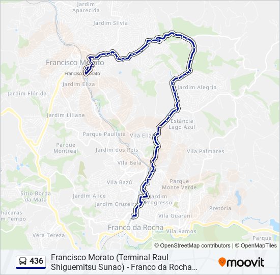 Mapa da linha 436 de ônibus