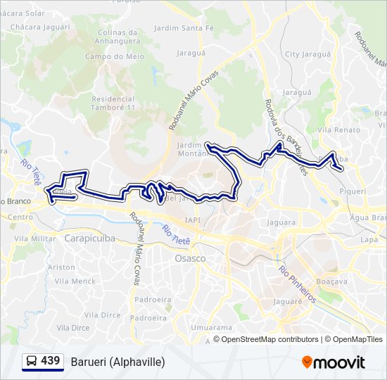 Mapa da linha 439 de ônibus