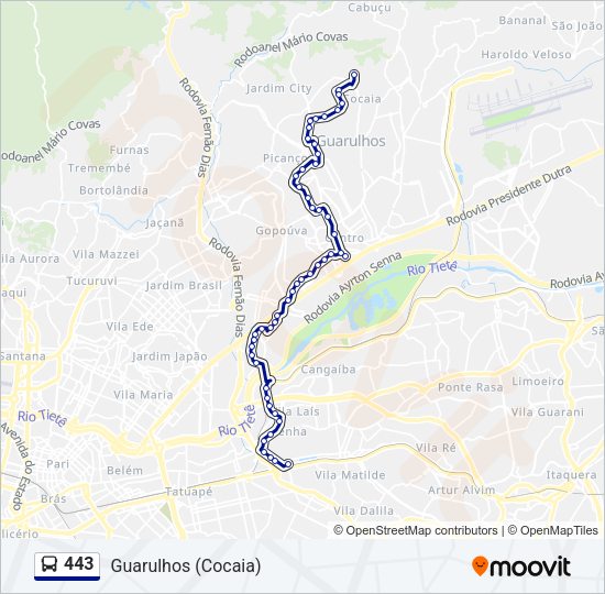 Mapa da linha 443 de ônibus