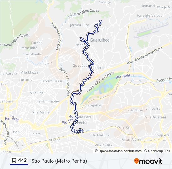 Mapa de 443 de autobús