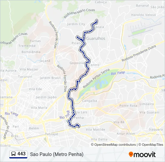 443 Bus Line Map