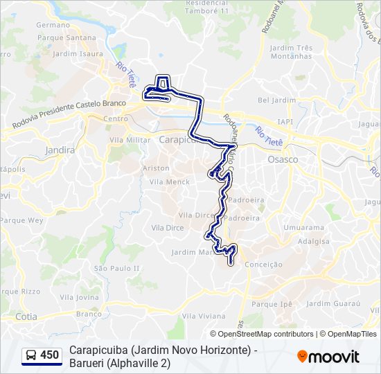 Mapa de 450 de autobús