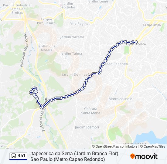 Mapa de 451 de autobús