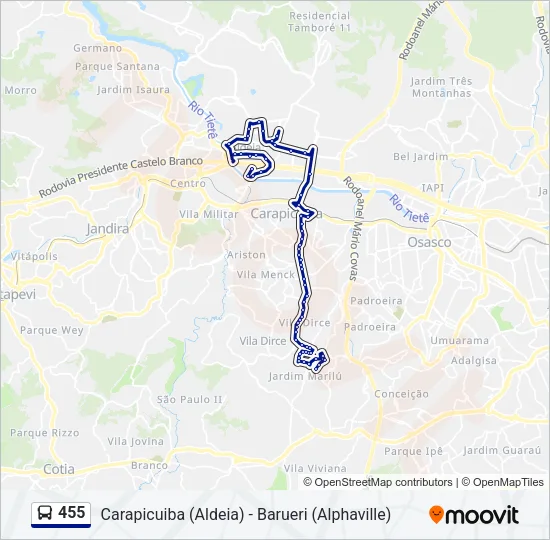 455 Bus Line Map