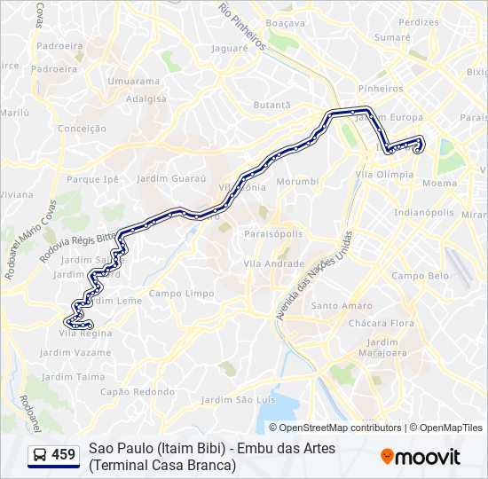 Mapa da linha 459 de ônibus