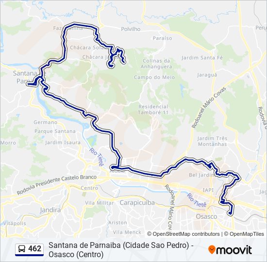 Mapa da linha 462 de ônibus