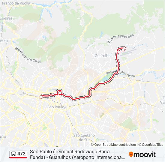 Mapa da linha 472 de ônibus