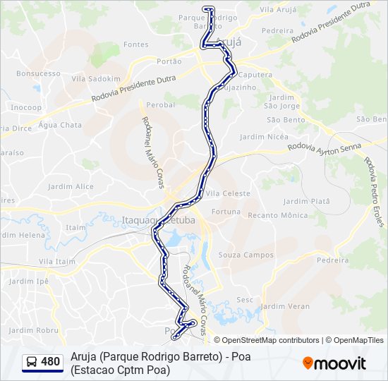 Mapa da linha 480 de ônibus