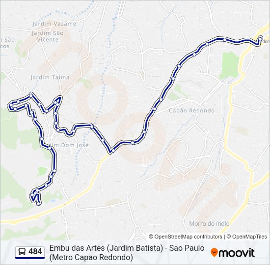 Mapa da linha 484 de ônibus