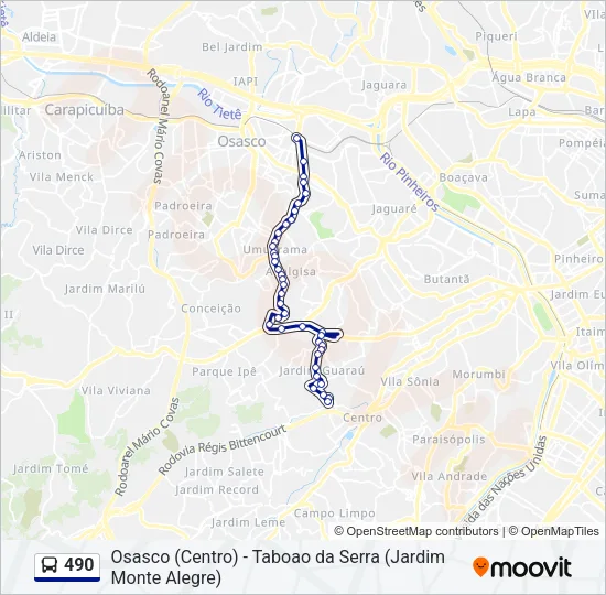 490 Bus Line Map