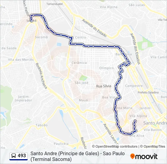 493 Bus Line Map