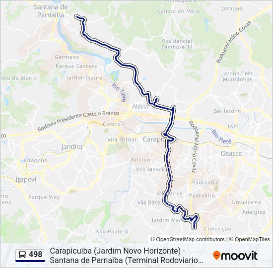 Mapa de 498 de autobús