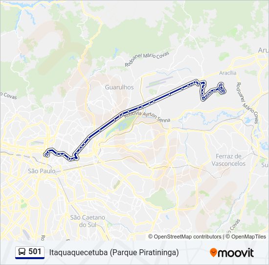 Mapa da linha 501 de ônibus