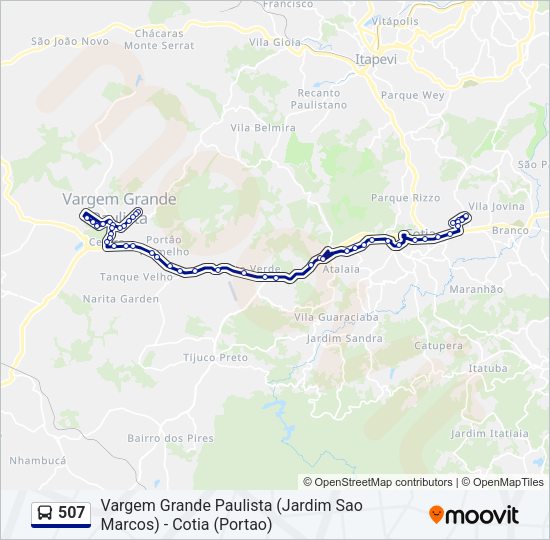 Mapa da linha 507 de ônibus