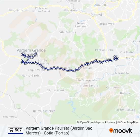 Mapa da linha 507 de ônibus