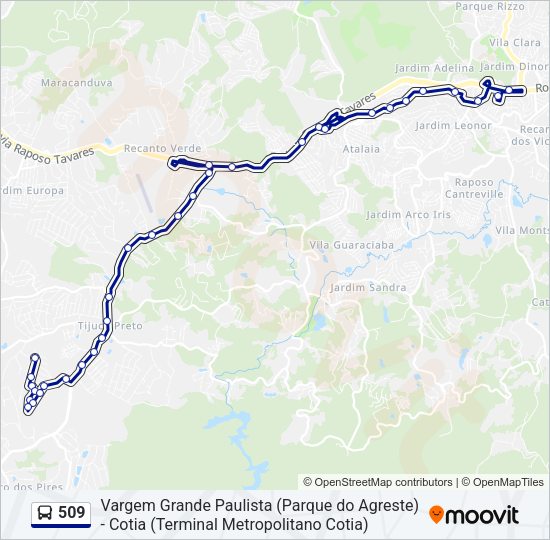 Mapa da linha 509 de ônibus