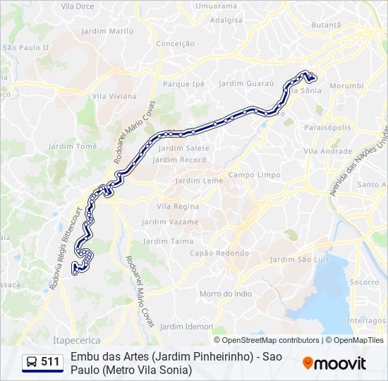 Mapa de 511 de autobús