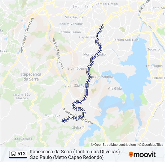 Mapa de 513 de autobús