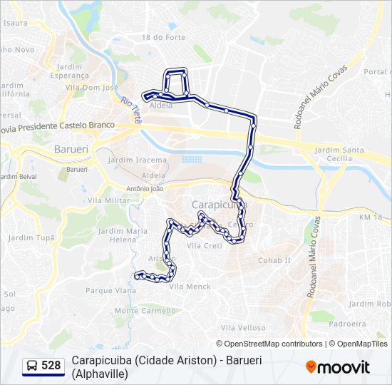 Mapa da linha 528 de ônibus