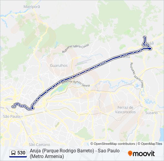Mapa da linha 530 de ônibus