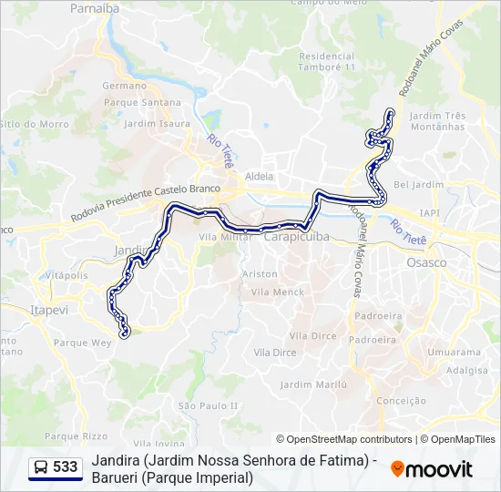 533 Bus Line Map