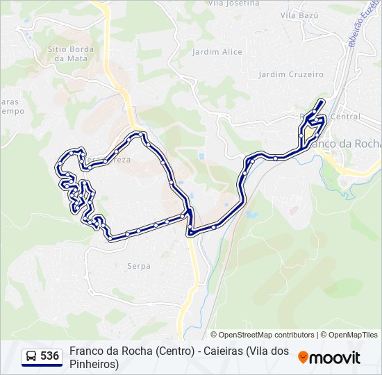 Mapa da linha 536 de ônibus