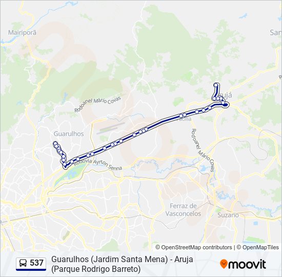 Mapa da linha 537 de ônibus