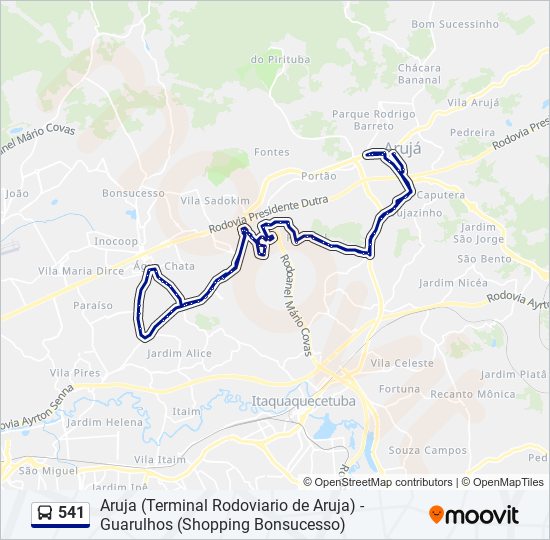 Mapa de 541 de autobús