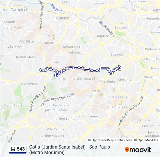 543 Bus Line Map