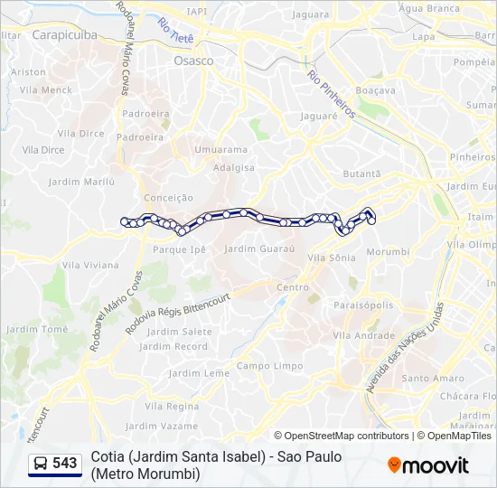 543 Bus Line Map