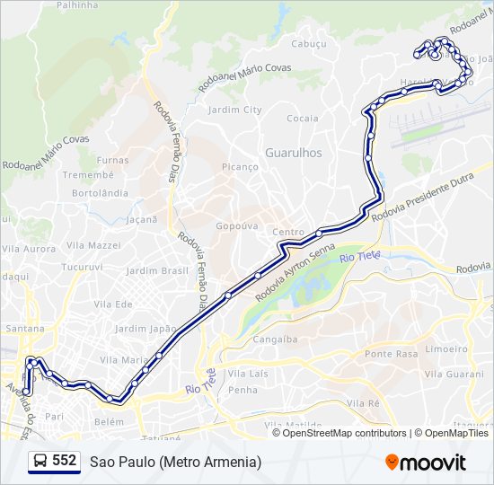 Mapa de 552 de autobús