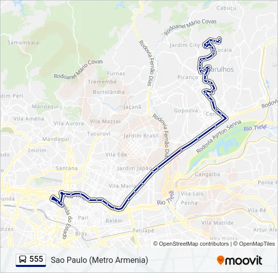 555 Bus Line Map