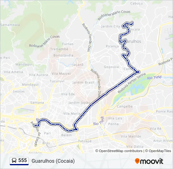 555 Bus Line Map