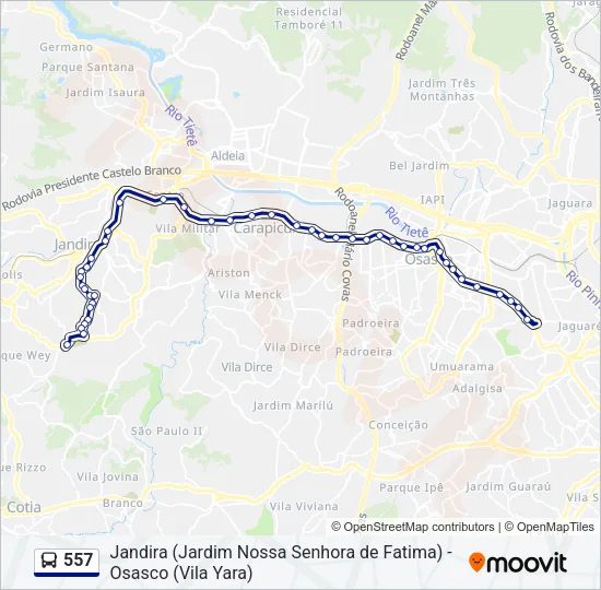 557 Bus Line Map