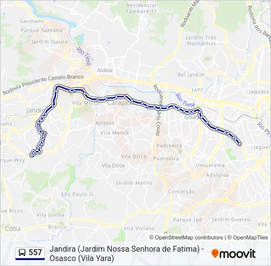 557 Bus Line Map