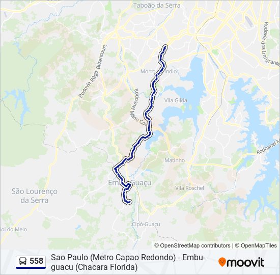 Mapa da linha 558 de ônibus