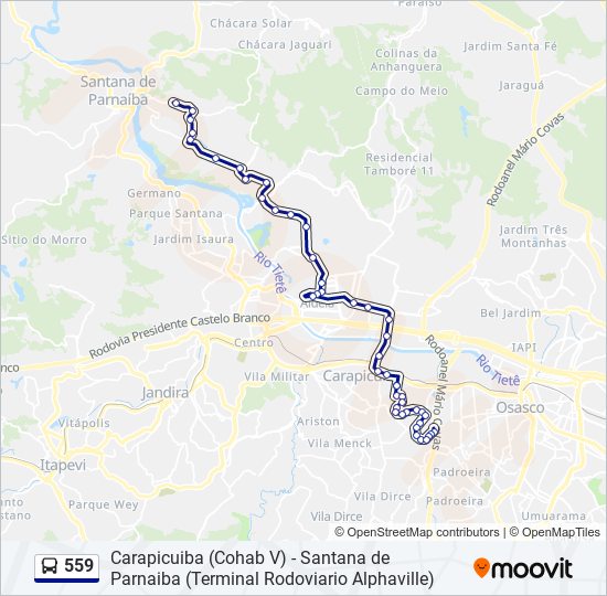 Rota da linha 559: horários, paradas e mapas - Carapicuiba (Cohab V ...