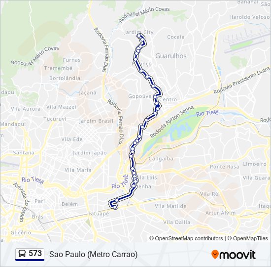 Mapa de 573 de autobús