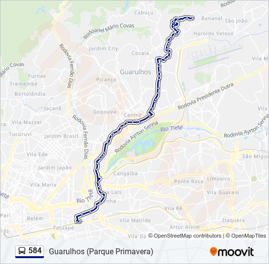 Mapa de 584 de autobús