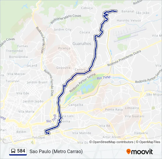 584 Bus Line Map