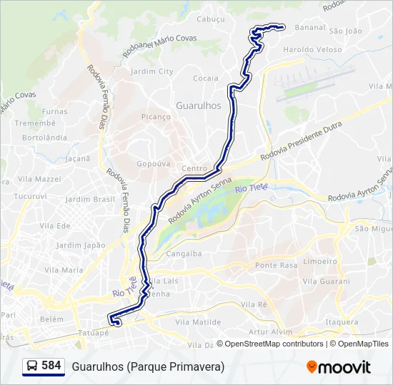 584 Bus Line Map