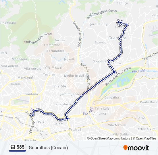 Mapa da linha 585 de ônibus